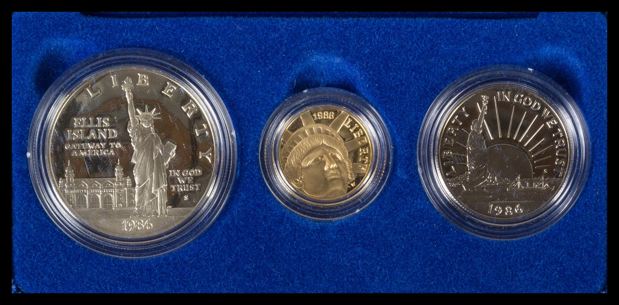 A United States 1986 Ellis Island: Centennial Three-Coin Set