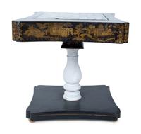 A Chinese Export Lacquer Game Table on a Later Painted Wood Base — 19TH CENTURY AND LATER
