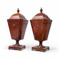 A pair of Regency inlaid mahogany knife boxes early 19th century