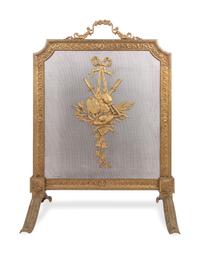 A Louis XVI Style Gilt Metal Fire Screen