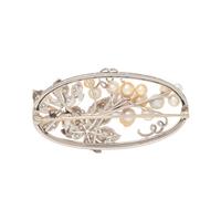 CULTURED PEARL AND DIAMOND BROOCH