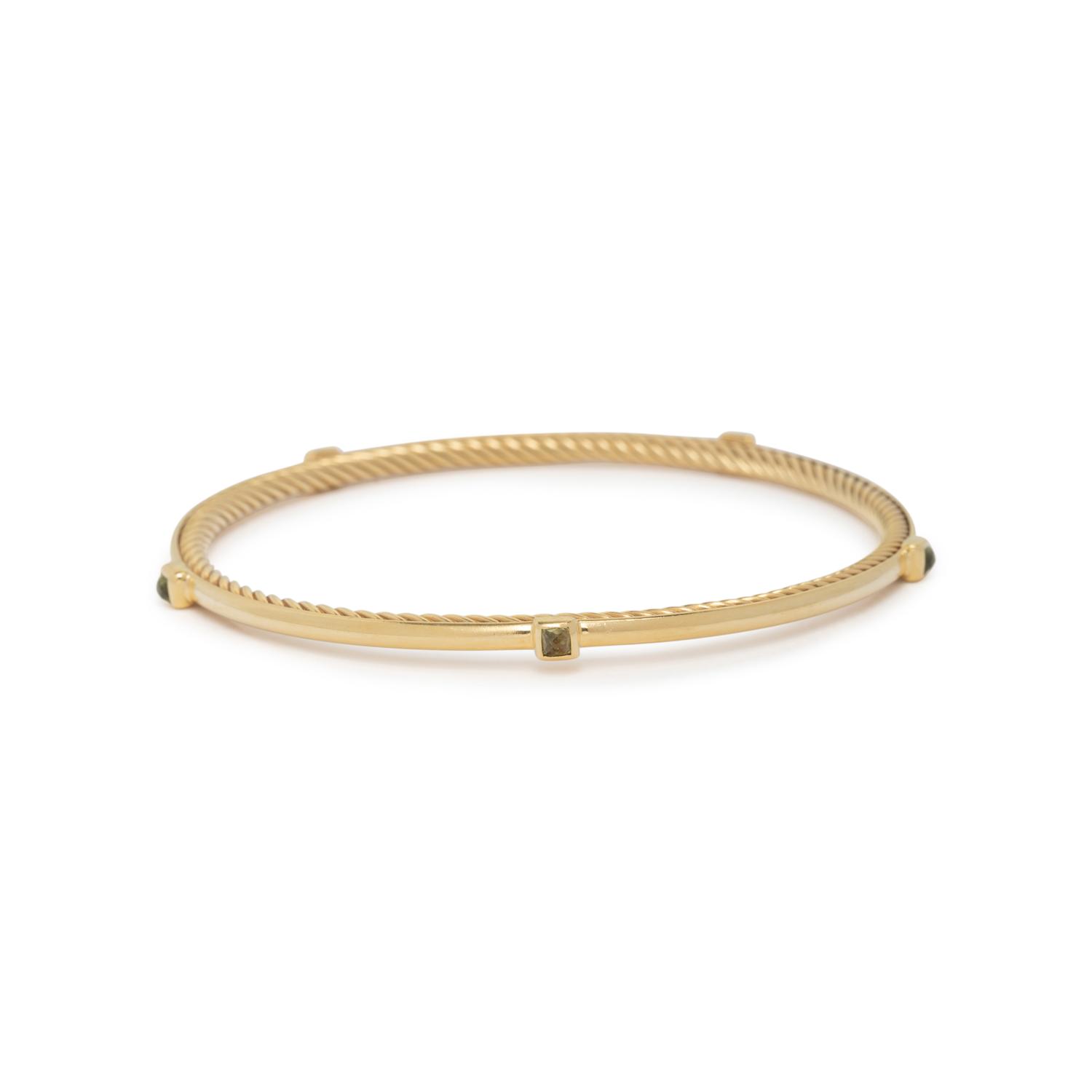 DAVID YURMAN, YELLOW GOLD AND PRASIOLITE BANGLE BRACELET