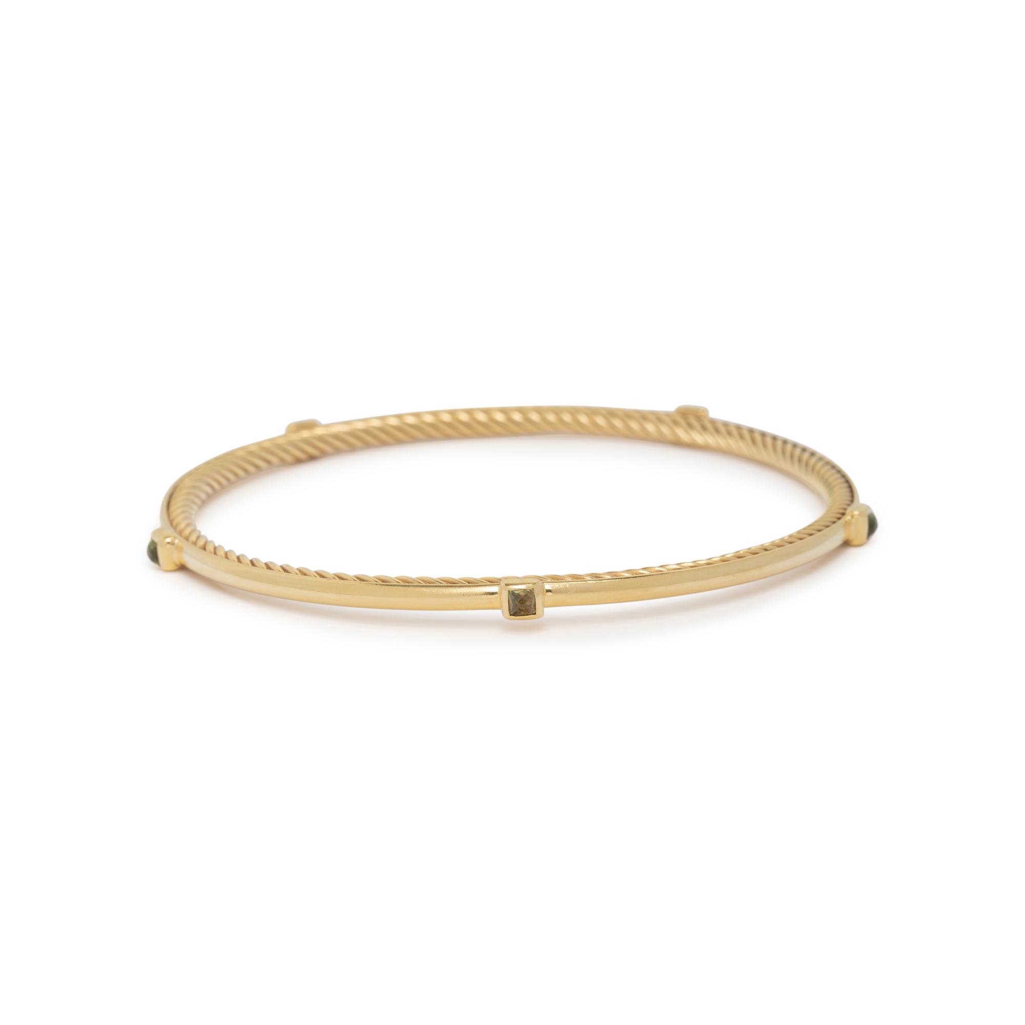 DAVID YURMAN, YELLOW GOLD AND PRASIOLITE BANGLE BRACELET