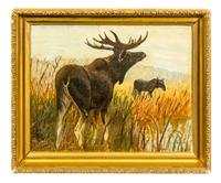 Polly Vose and Artist Unknown, (20th Century), Elk, 1954 and Moose in a Landscape