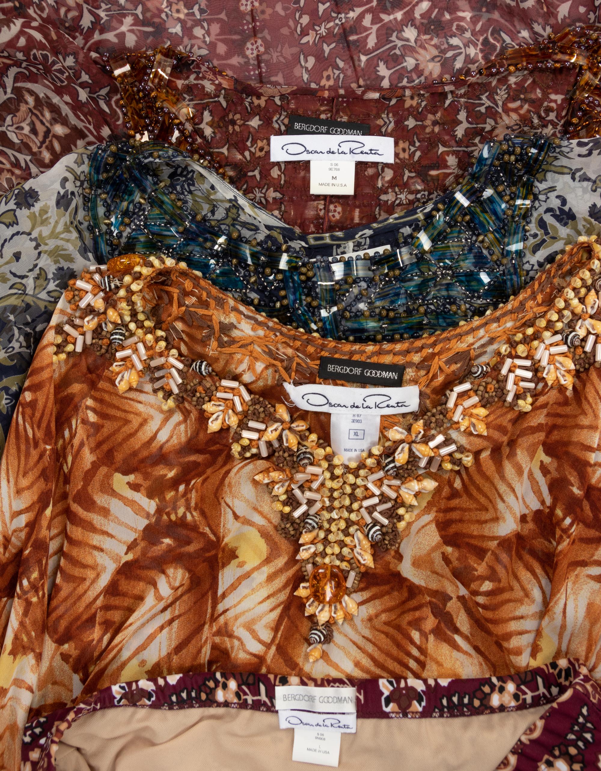 Four Oscar de la Renta Embellished Beachwear Items: One Swimsuit with Shirt, One Tunic, and One Caftan, Summer 2006-Resort 2007