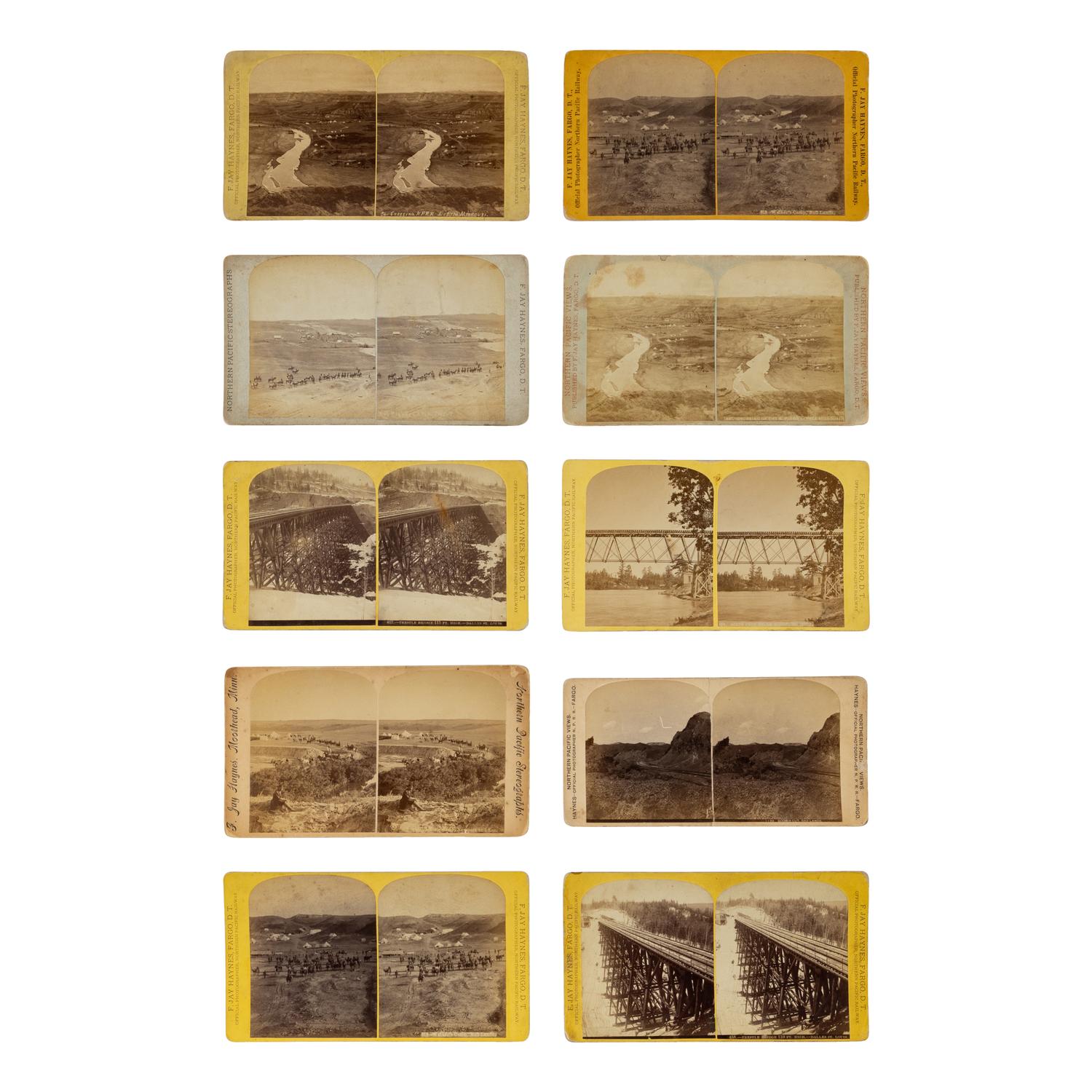 Haynes, F. Jay (1853-1921). A group of 10 stereoviews documenting Northern Pacific Railroad construction.