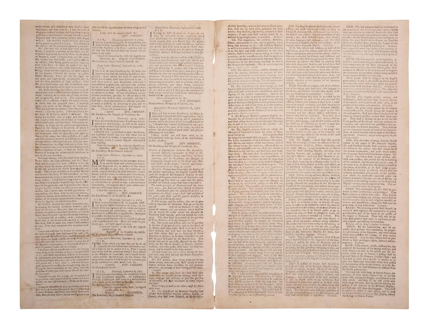 [FRENCH & INDIAN WAR]. Edinburgh Evening Courant. Edinburgh, Scotland: 11 October 1760.