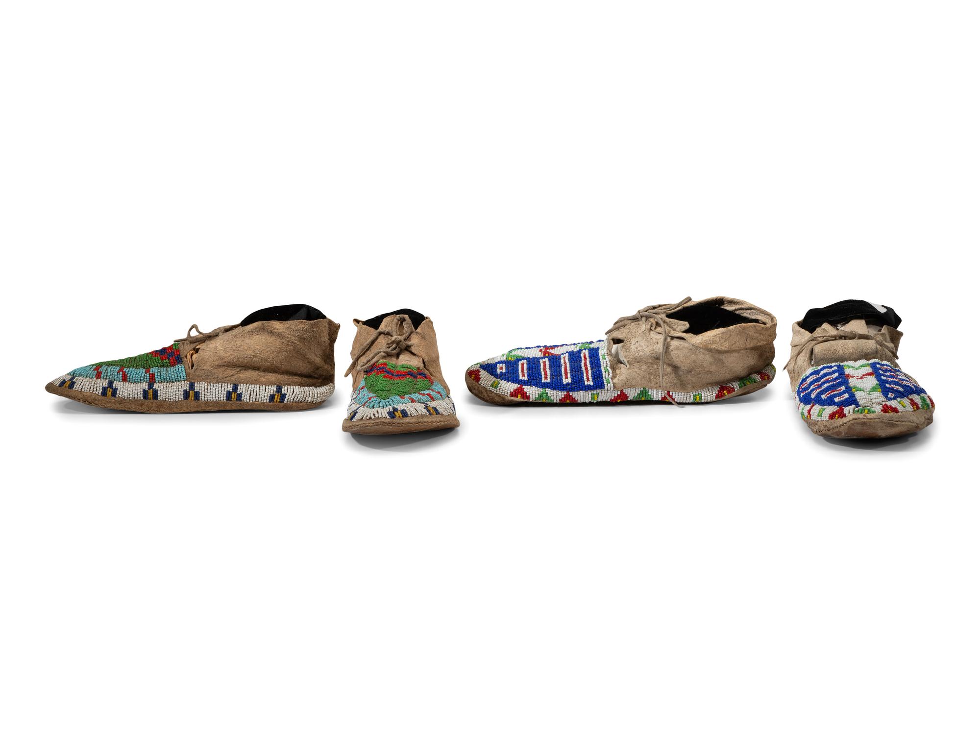 Northern Plains Beaded Hide Moccasins