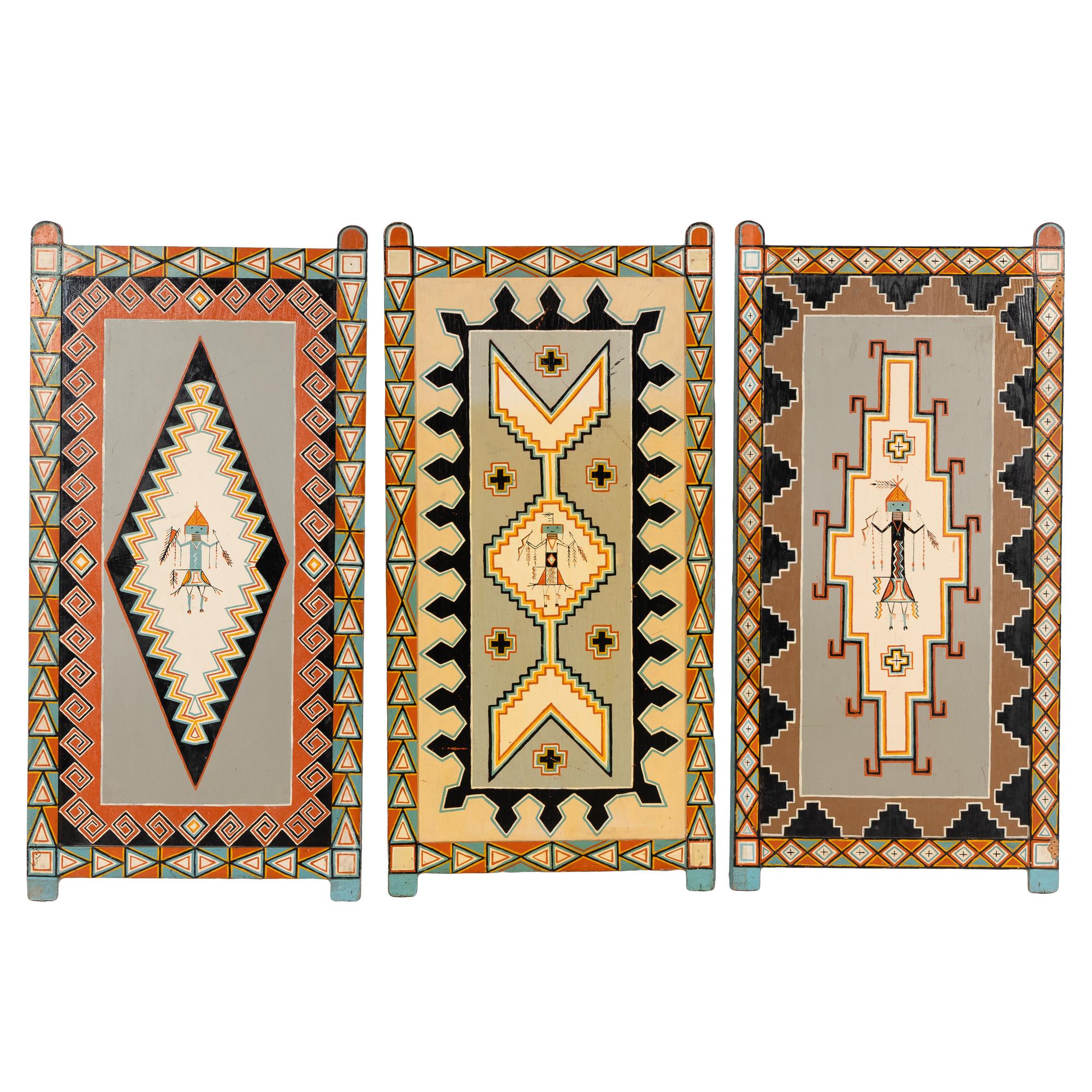 Double-Sided Painted Wood Screens from Shiprock Trading Post