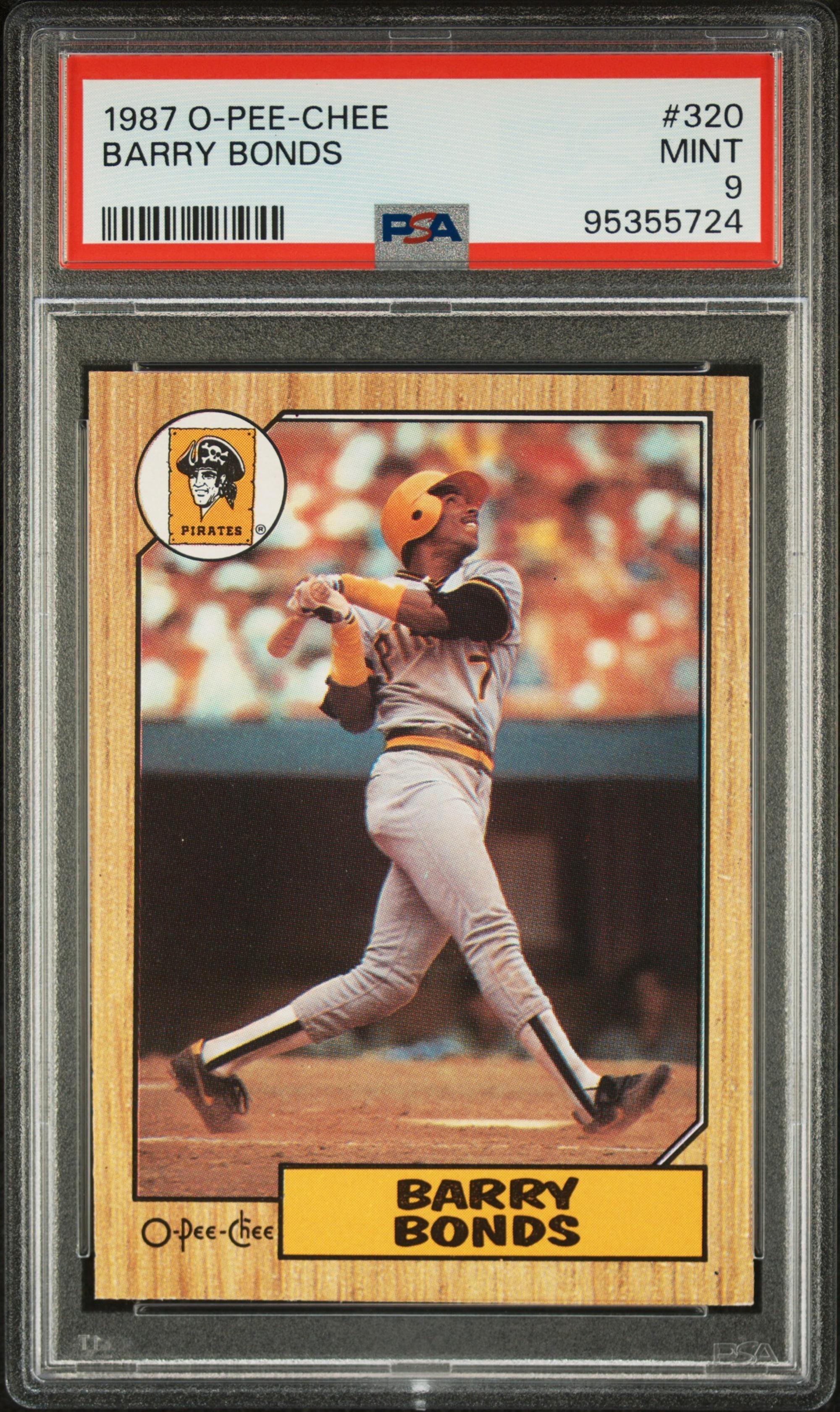 A 1987 Barry Bonds O-Pee-Chee Rookie Baseball Card No. 320 (PSA 9 MINT)