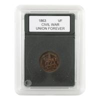 [CIVIL WAR]. Pair of relics including tent stake and 1863 "Union Forever" token.