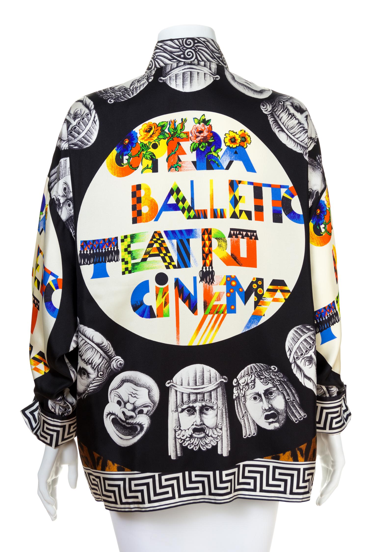 A Gianni Versace Silk Print Shirt, Size 44.