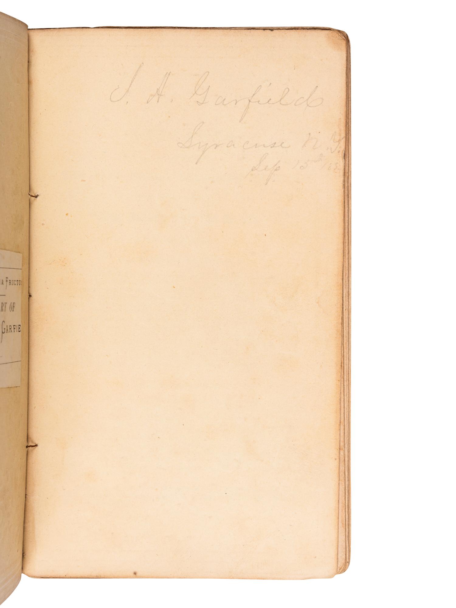 [GARFIELD, James A. (1831-1881), his copy]. The Stars of the Earth; or, thoughts upon Space, Time, and Eternity . Boston: Wm. Crosby and H.P. Nichols, 1850.