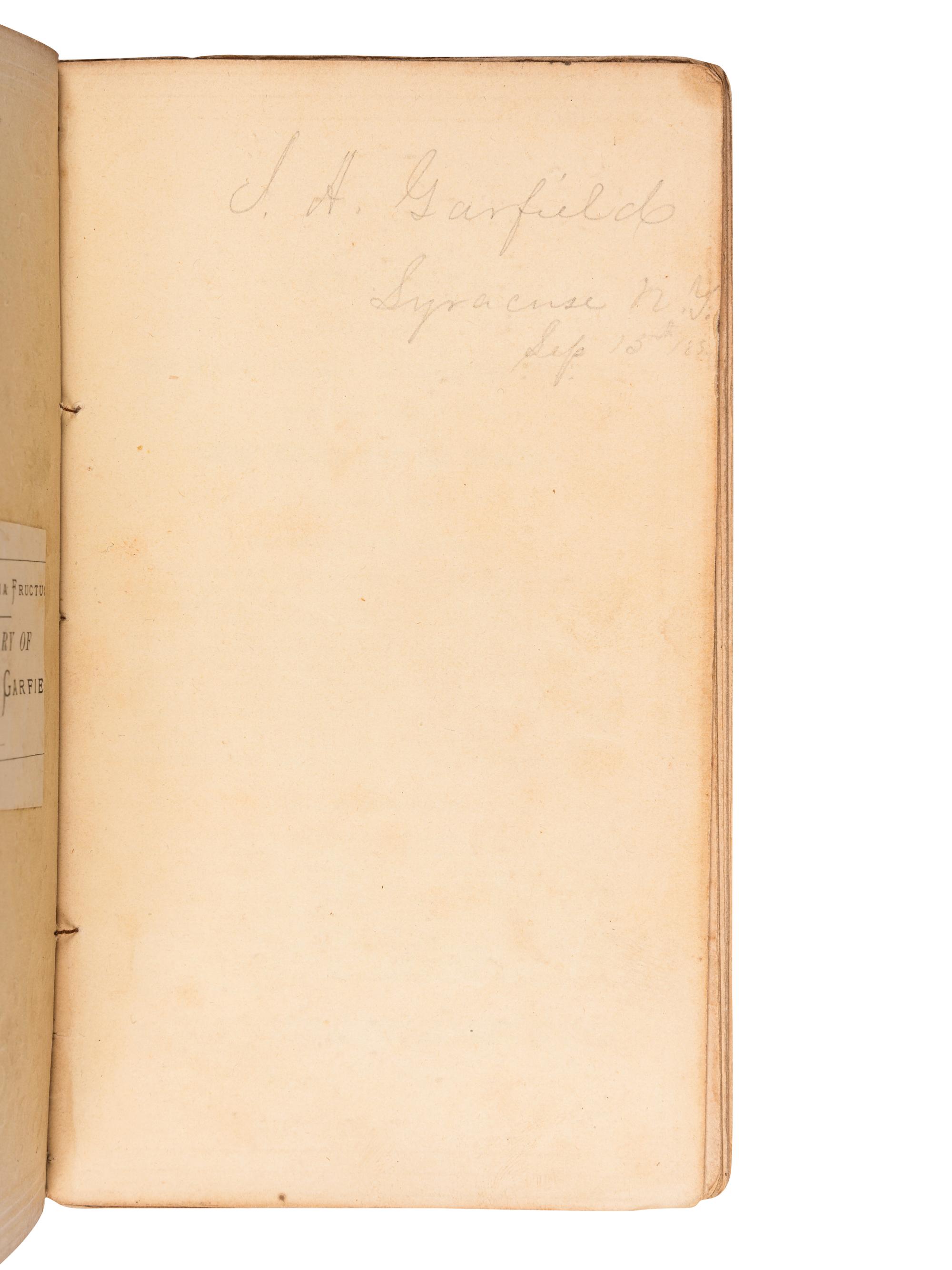 [GARFIELD, James A. (1831-1881), his copy]. The Stars of the Earth; or, thoughts upon Space, Time, and Eternity . Boston: Wm. Crosby and H.P. Nichols, 1850.