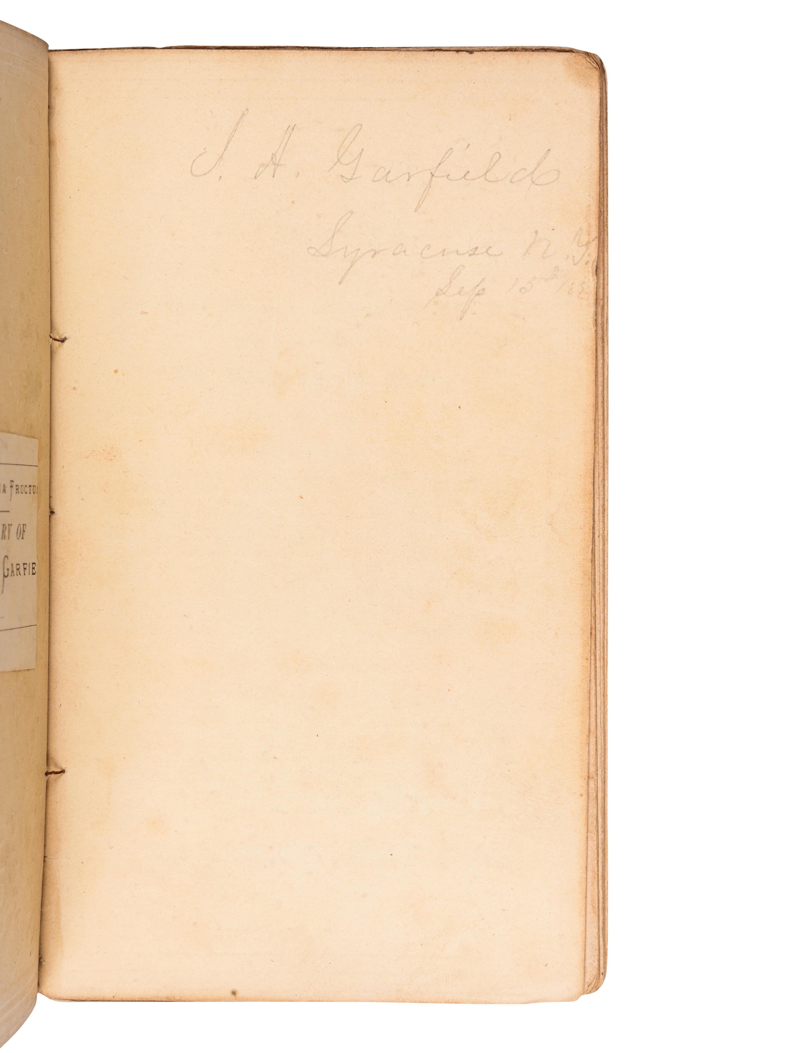 [GARFIELD, James A. (1831-1881), his copy]. The Stars of the Earth; or, thoughts upon Space, Time, and Eternity . Boston: Wm. Crosby and H.P. Nichols, 1850.