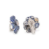 SABBADINI, SAPPHIRE AND DIAMOND FLOWER EARRINGS