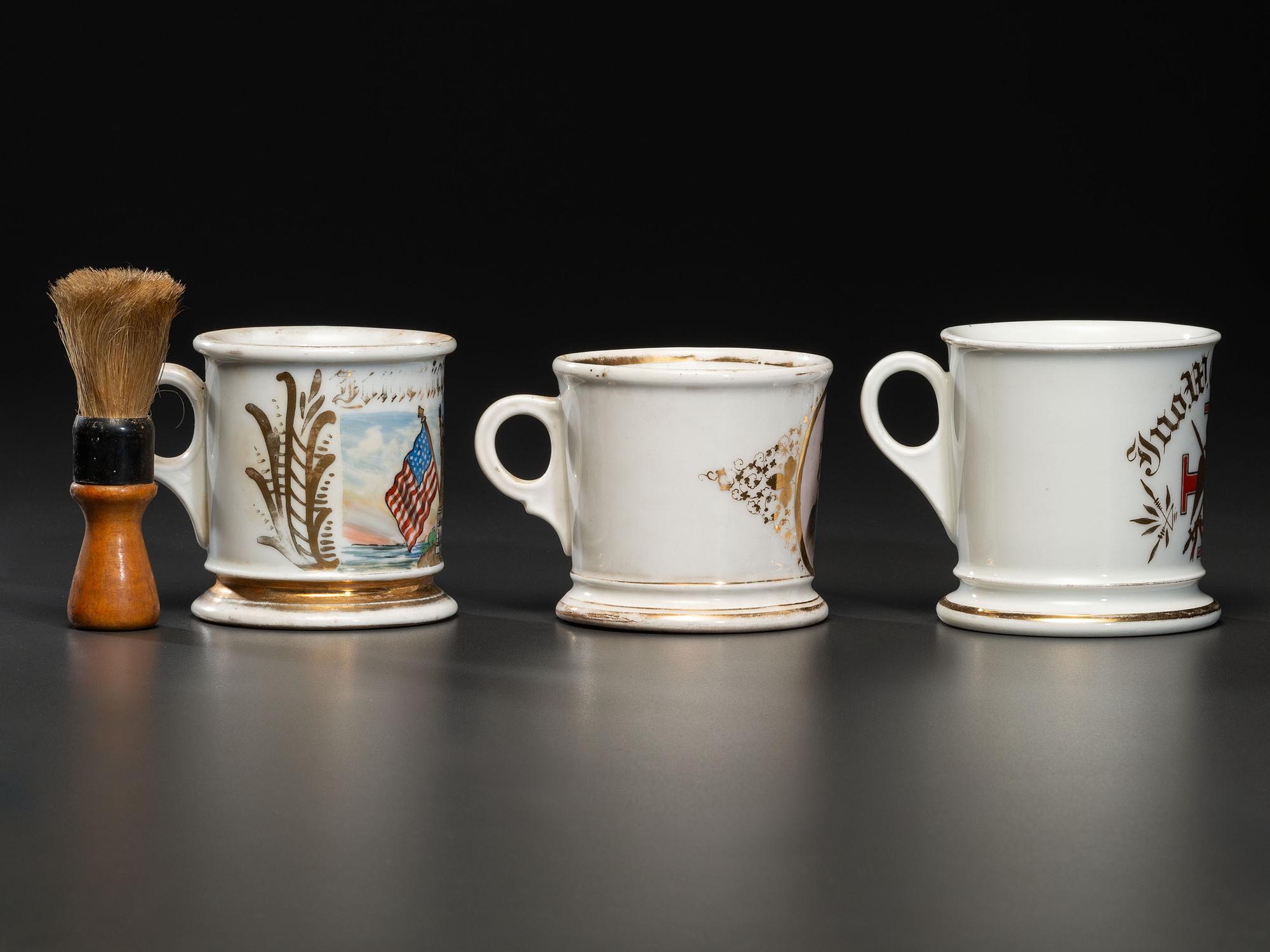 Three Porcelain Shaving Mugs
