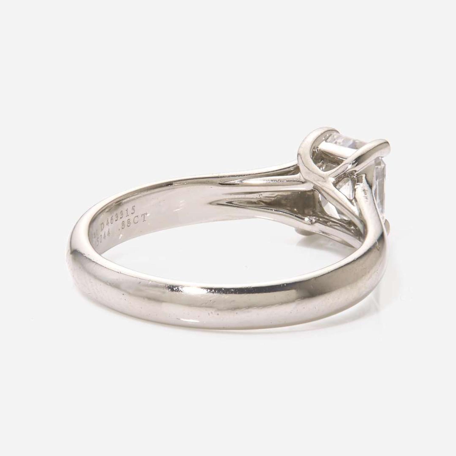 A Tiffany & Co. Lucida Diamond Solitaire Engagement Ring 0.88 Carat Internally Flawless Tiffany & Co. Lucida Diamond