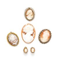 A Collection of Gold Filled Cameos,