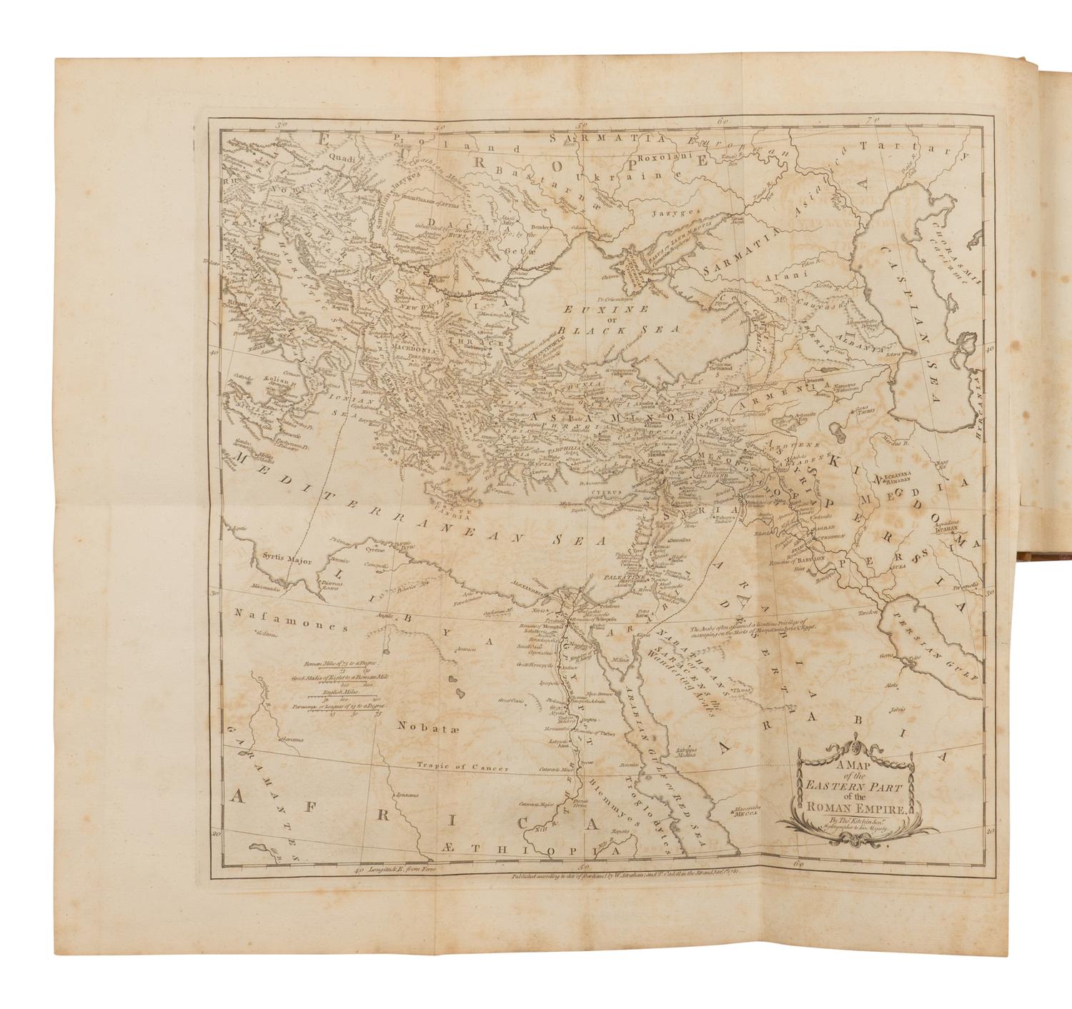 GIBBON, Edward (1737-1794). History of the Decline and Fall of the Roman Empire, Volume the First [-Sixth] . London: W. Strahan & T. Cadell, 1776-1788.