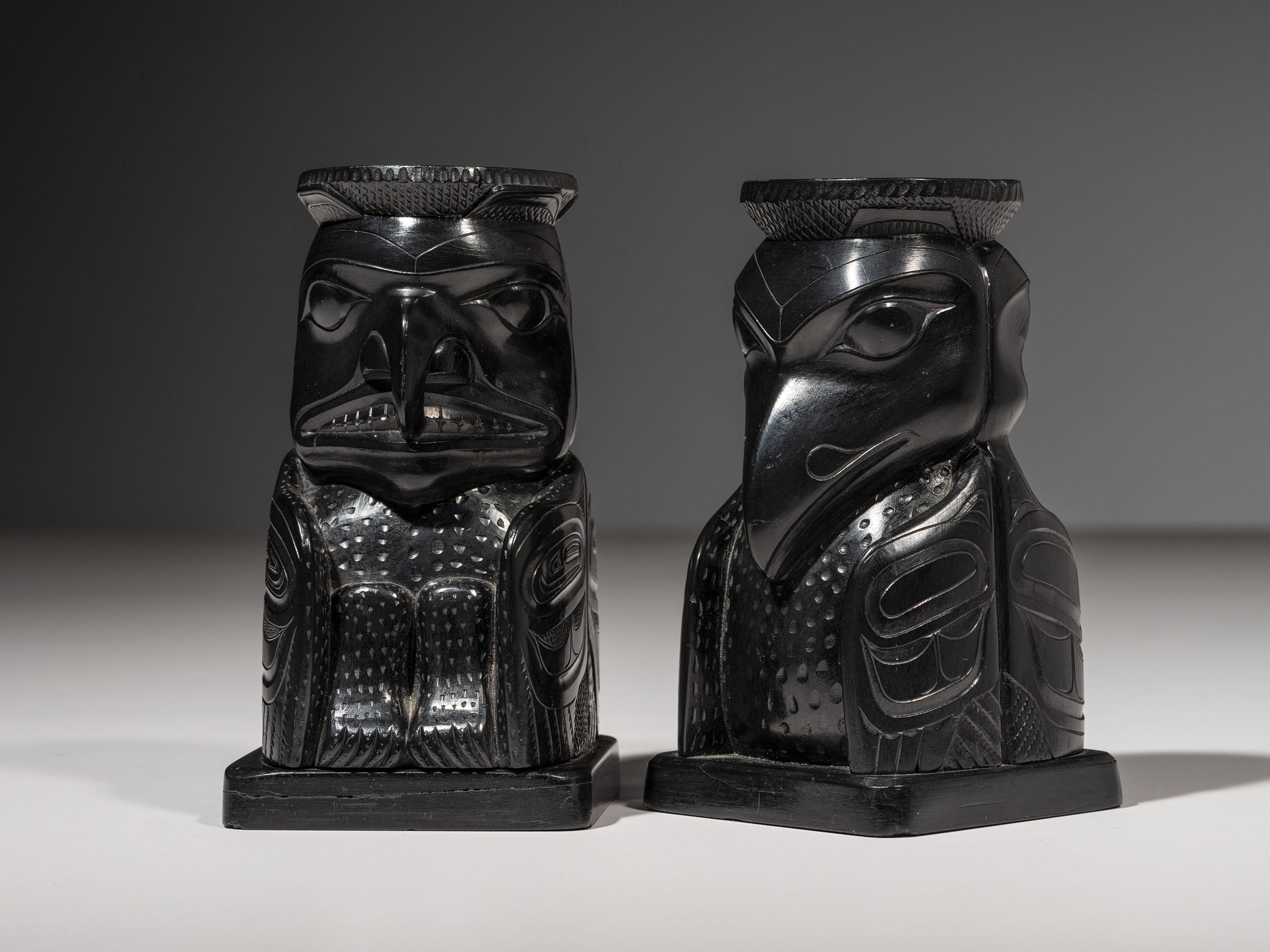 Haida Argillite Candlestick Holders