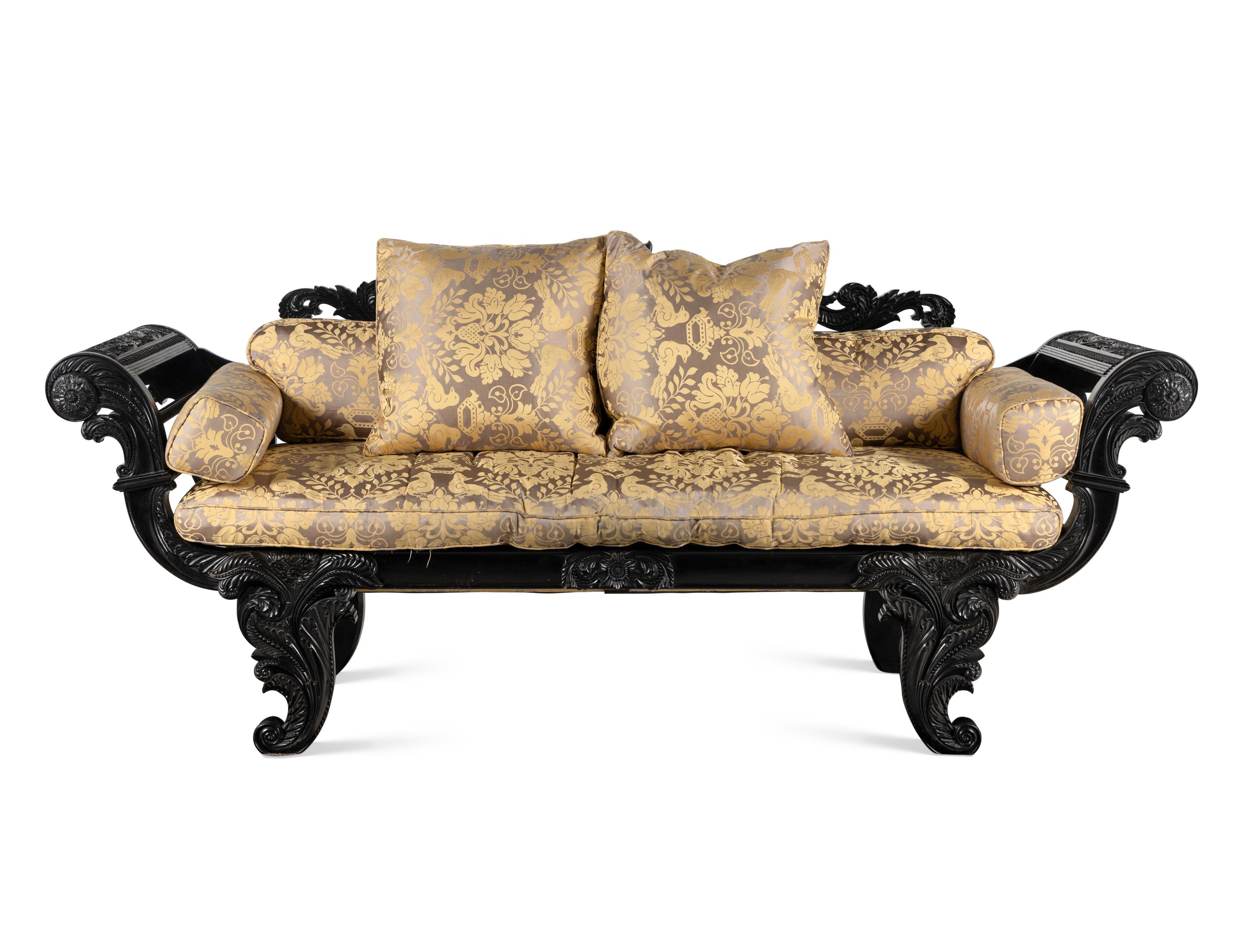 An Anglo-Colonial Ebony Settee