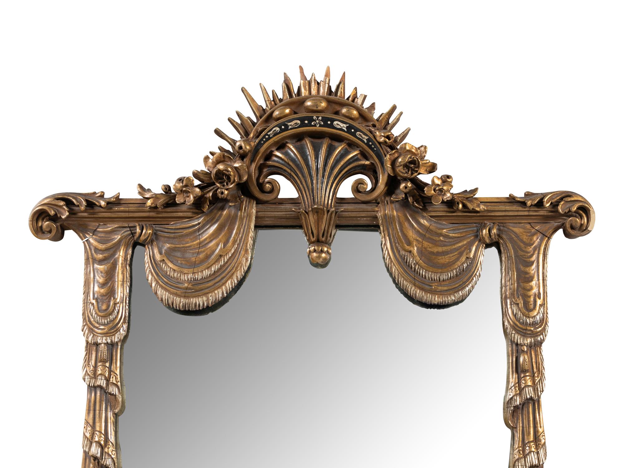 An Italian Giltwood and Etched Glass Mirror