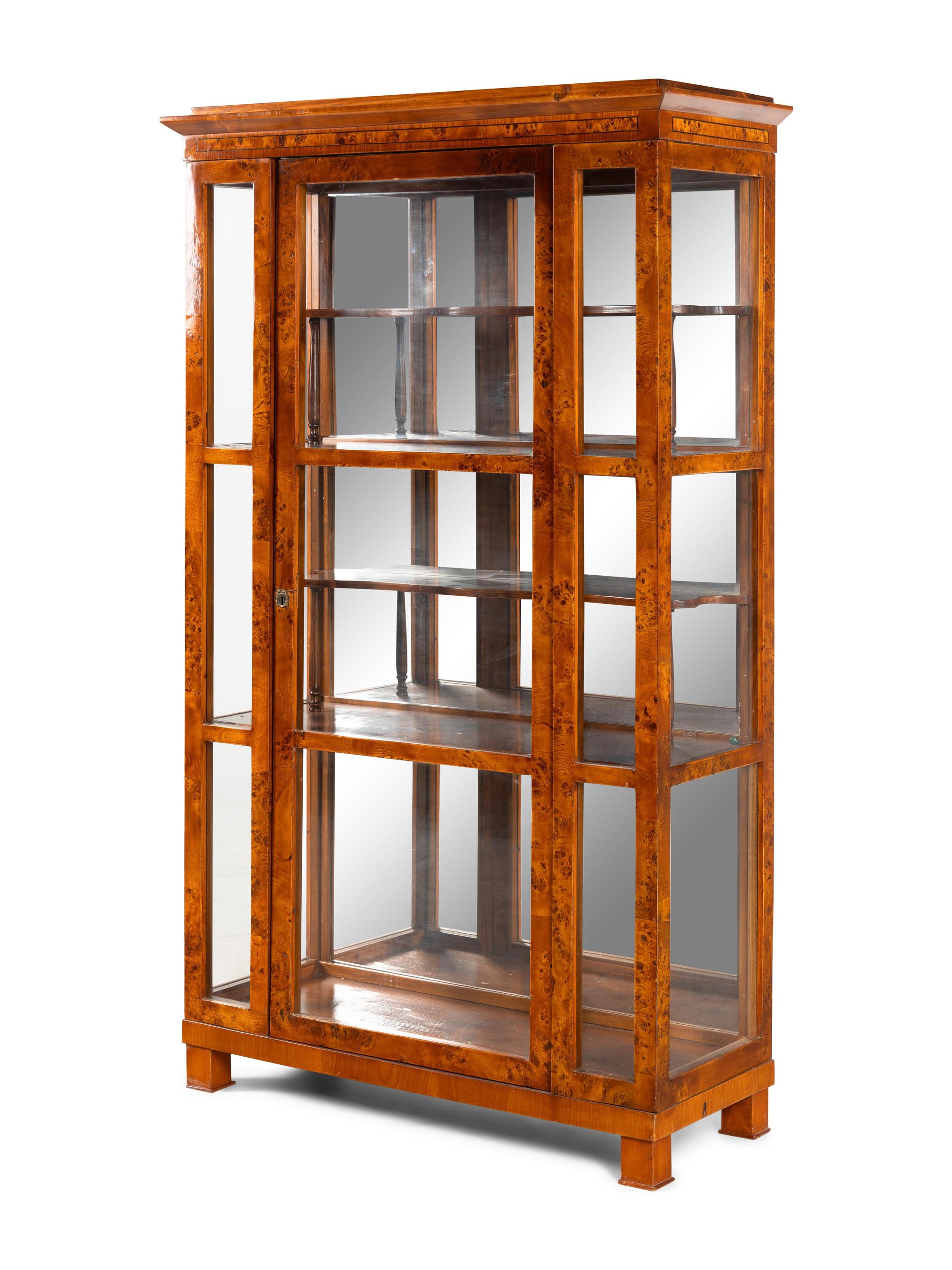 A Continental Burlwood Vitrine Cabinet