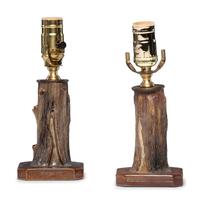 A Pair of G. W. Moore Glazed Sewer Tile Souvenir Lamp Bases