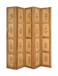 A French Papier-Pente Five-Panel Floor Screen