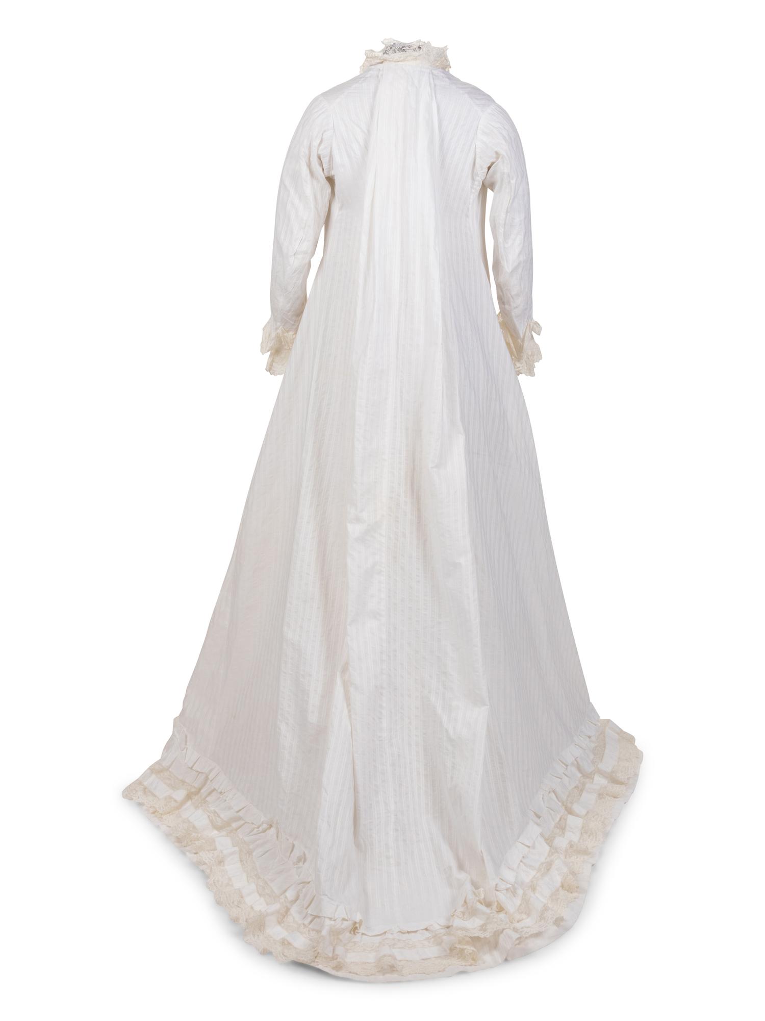 Cotton Satin Striped Women's Nightgown, 1870s