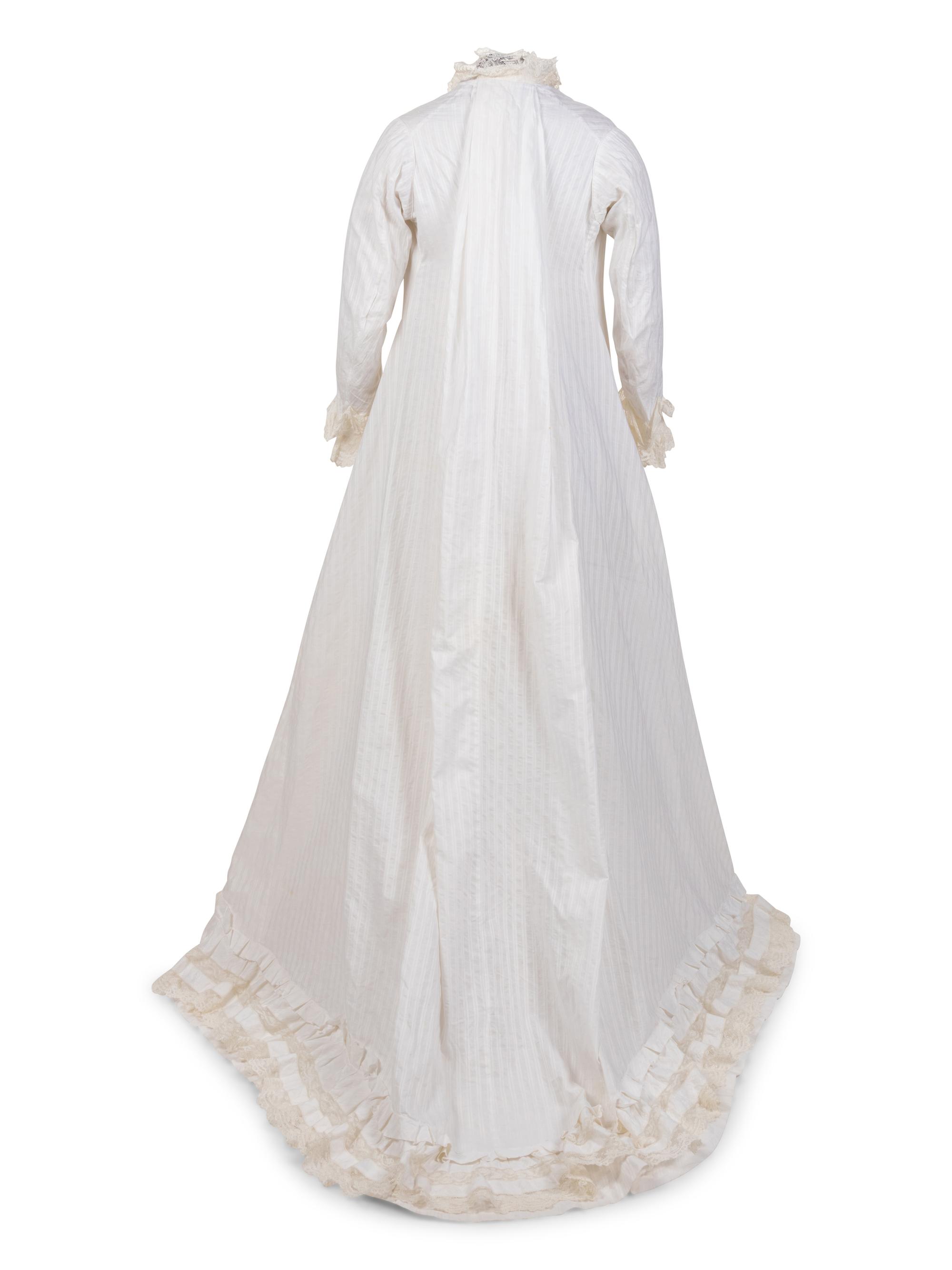 Cotton Satin Striped Women's Nightgown, 1870s