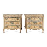 A Pair of Italian Neoclassical Painted Serpentine Chests of Drawers