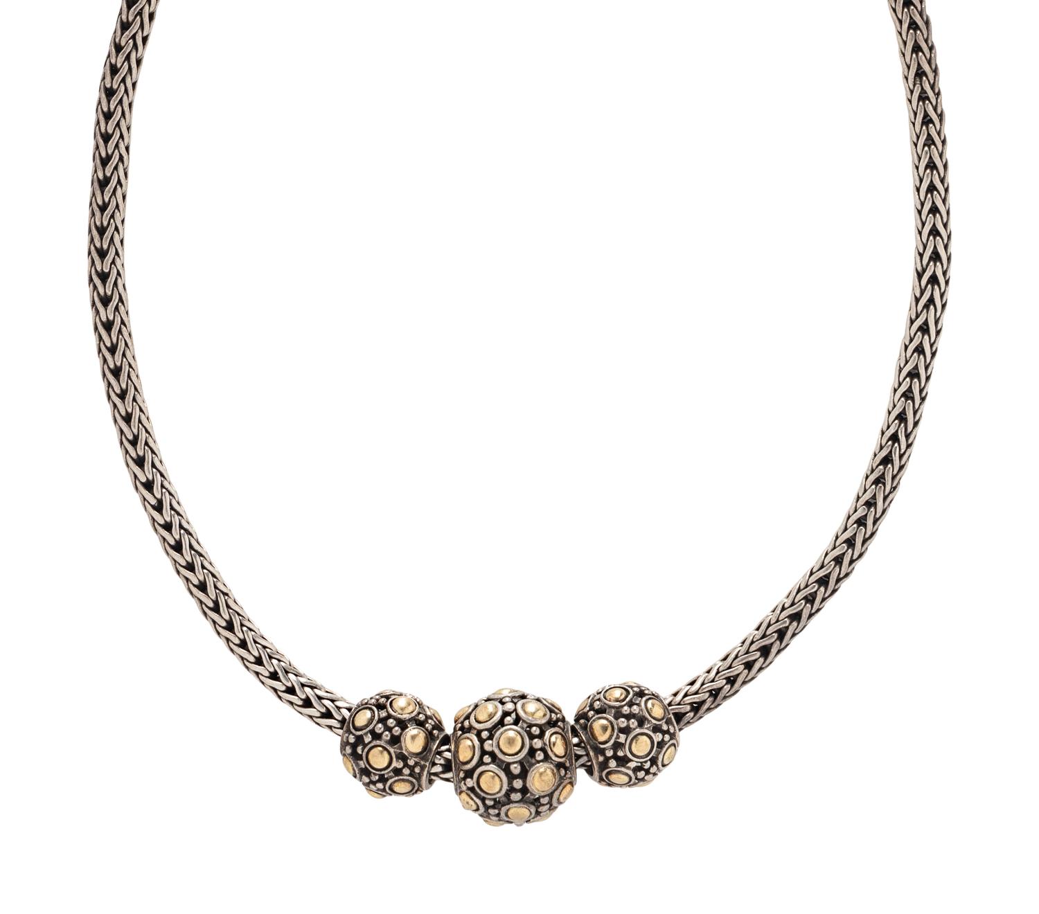 JOHN HARDY, STERLING SILVER AND YELLOW GOLD NECKLACE