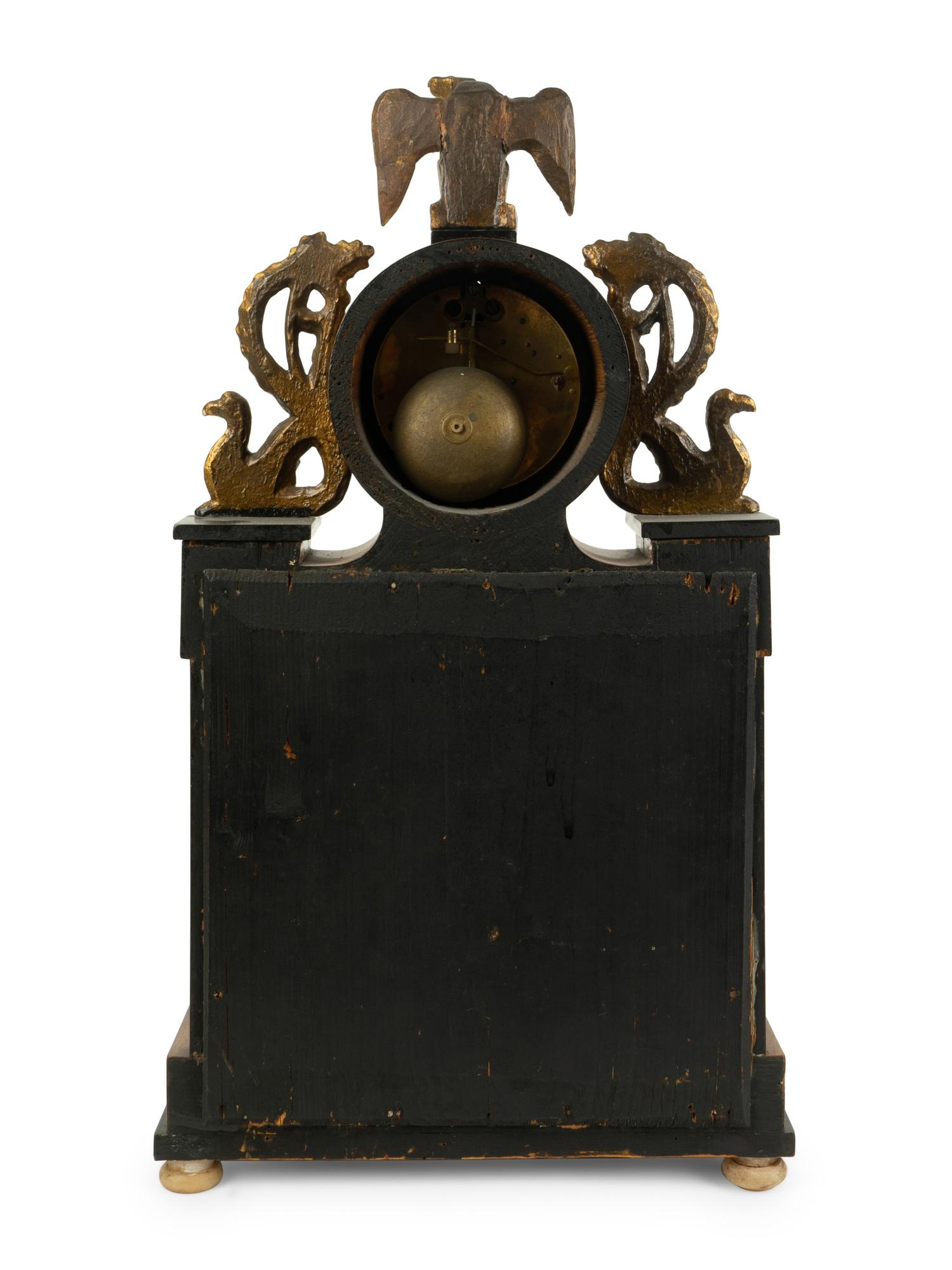 An Austrian French Empire Style Alabaster and Giltwood Portico Clock — EARLY 19TH CENTURY