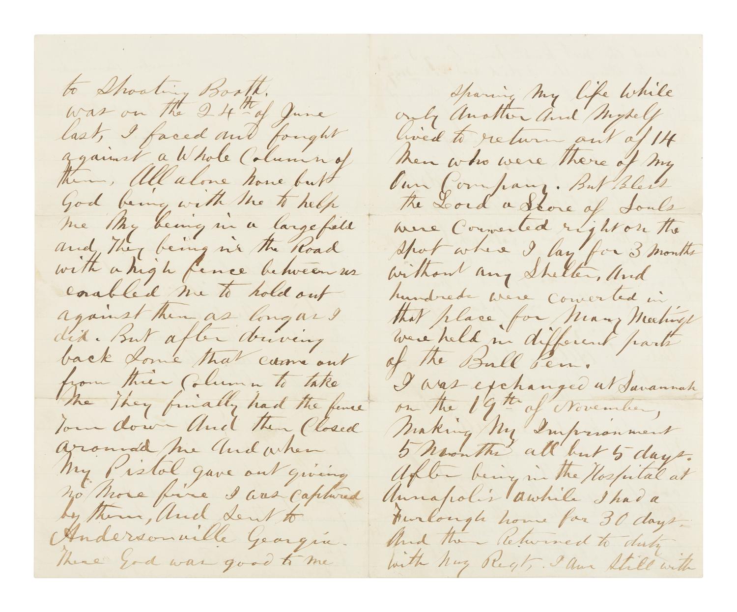 [LINCOLN ASSASSINATION] CORBETT, Thomas H. ("Boston") (ca 1832- 1888). Autograph letter, signed ("Boston Corbett") to "Brother Eddy." Washington, D.C., 13 May 1865.
