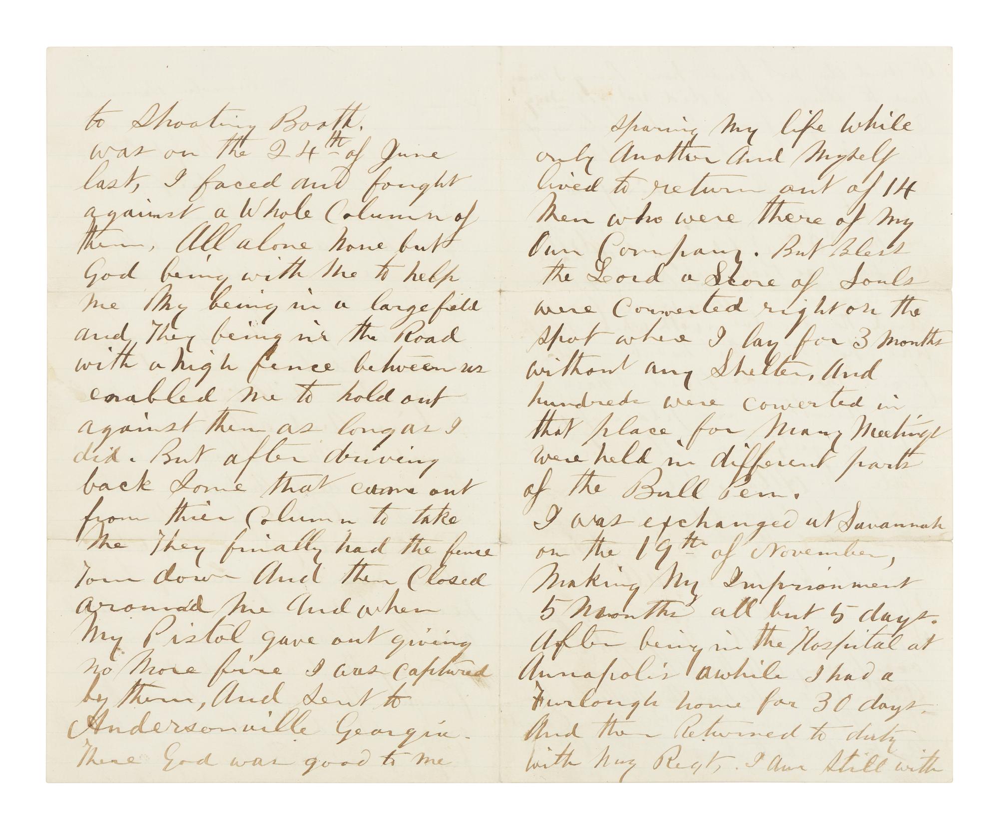 [LINCOLN ASSASSINATION] CORBETT, Thomas H. ("Boston") (ca 1832- 1888). Autograph letter, signed ("Boston Corbett") to "Brother Eddy." Washington, D.C., 13 May 1865.