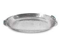 A Mexican Hard Stone Mounted Silver-Plate Platter