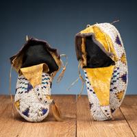 Sioux Fully Beaded Hide Moccasins