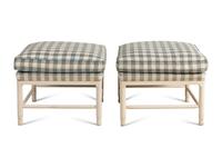 A Set of Four White Painted Patio Chairs and Ottomans
