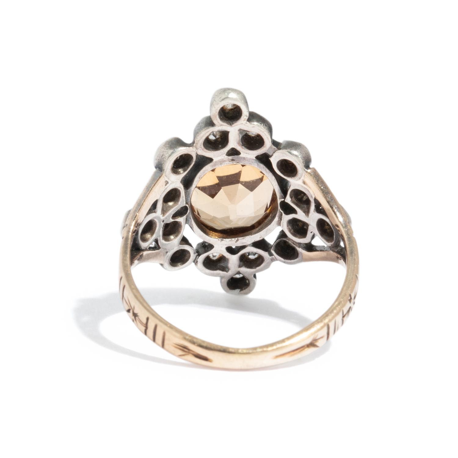 19th CENTURY, TOPAZ AND DIAMOND RING