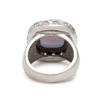 BLUE CHALCEDONY AND DIAMOND RING