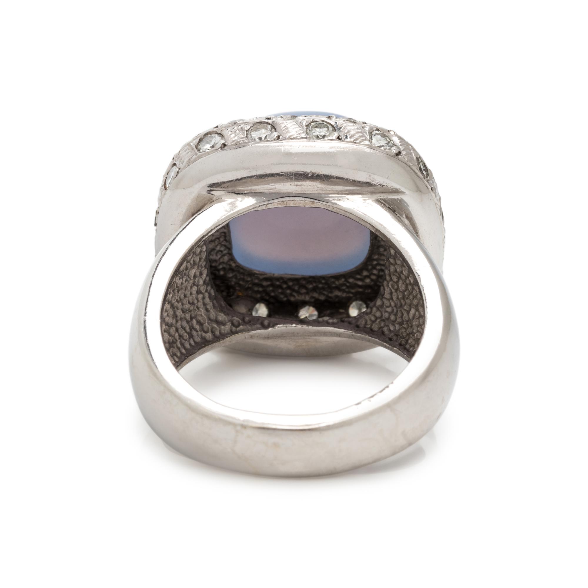 BLUE CHALCEDONY AND DIAMOND RING