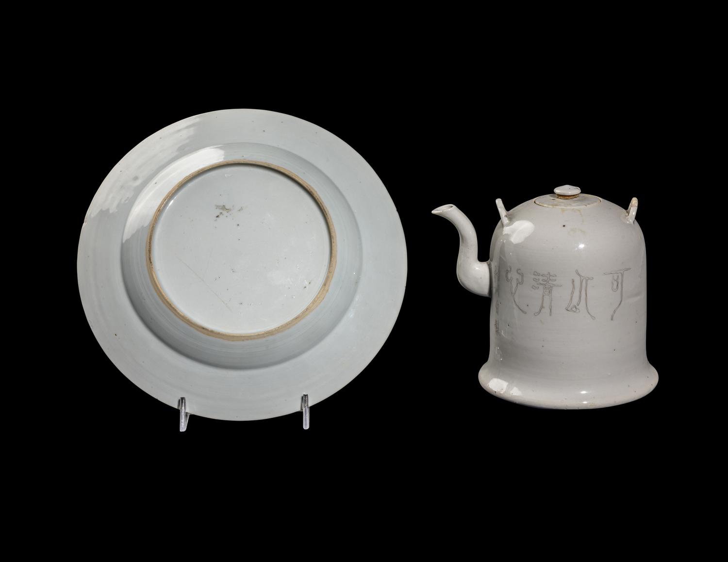 Two Chinese Grisaille Decorated Porcelain Wares