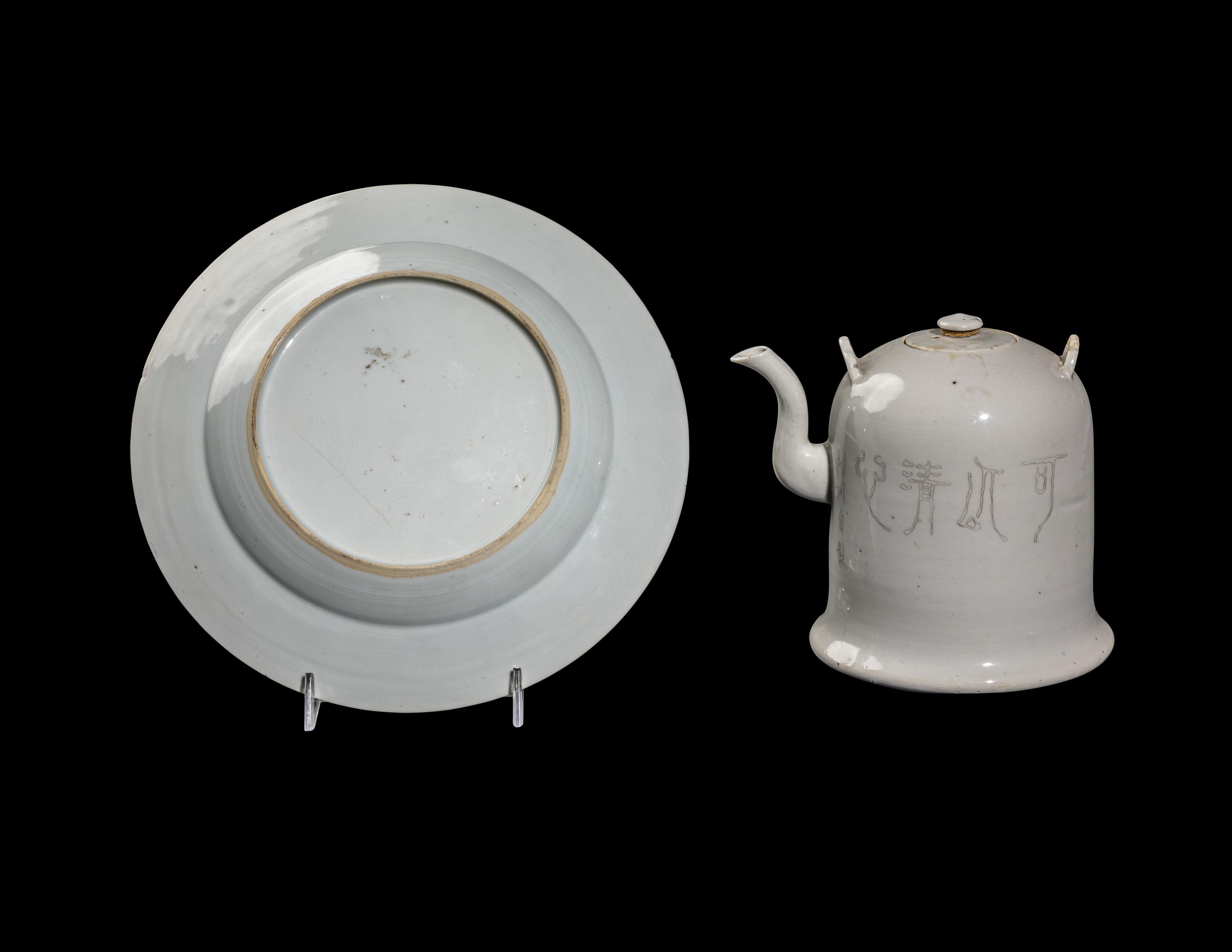 Two Chinese Grisaille Decorated Porcelain Wares