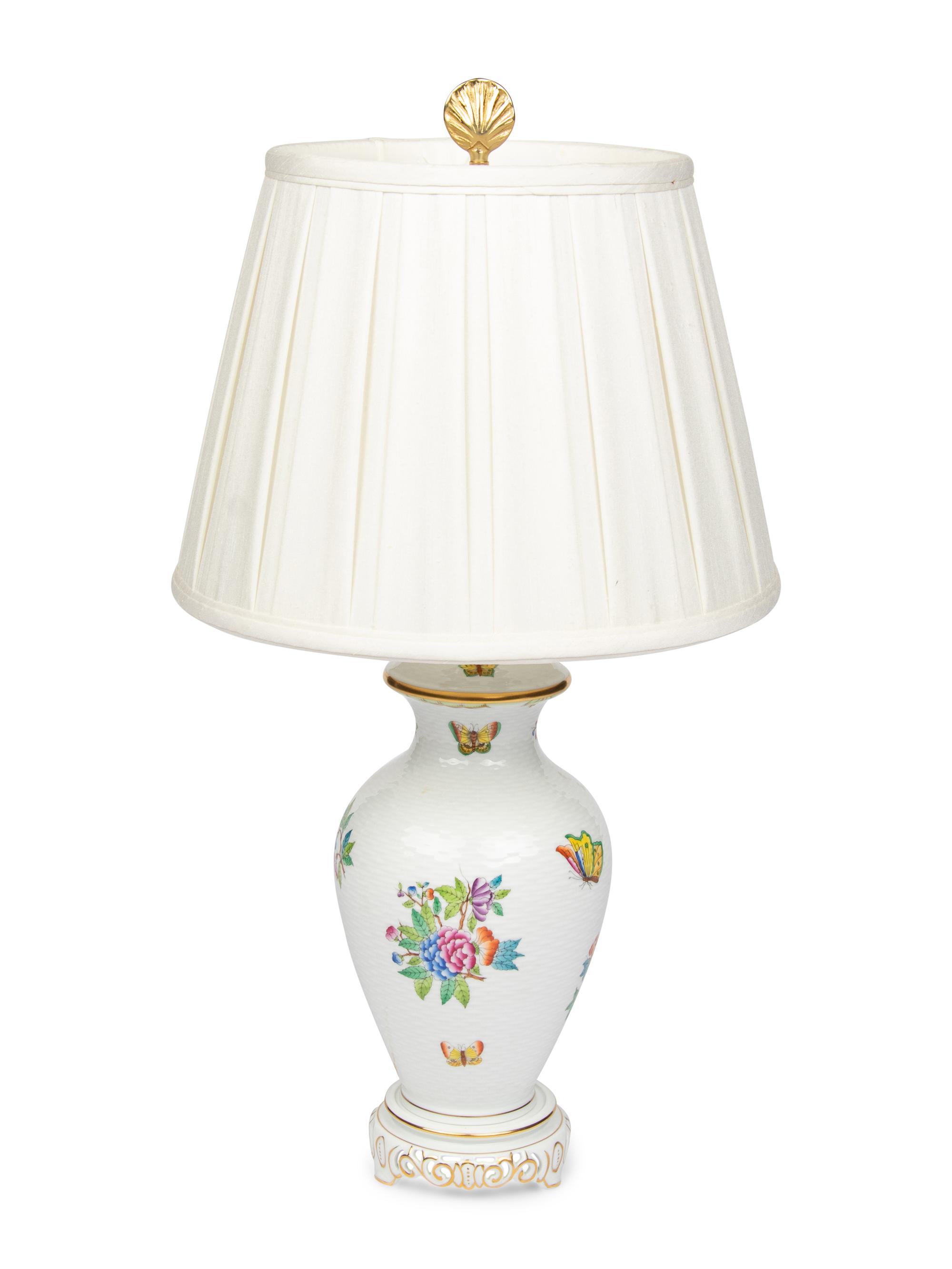 A Herend Porcelain Queen Victoria Lamp