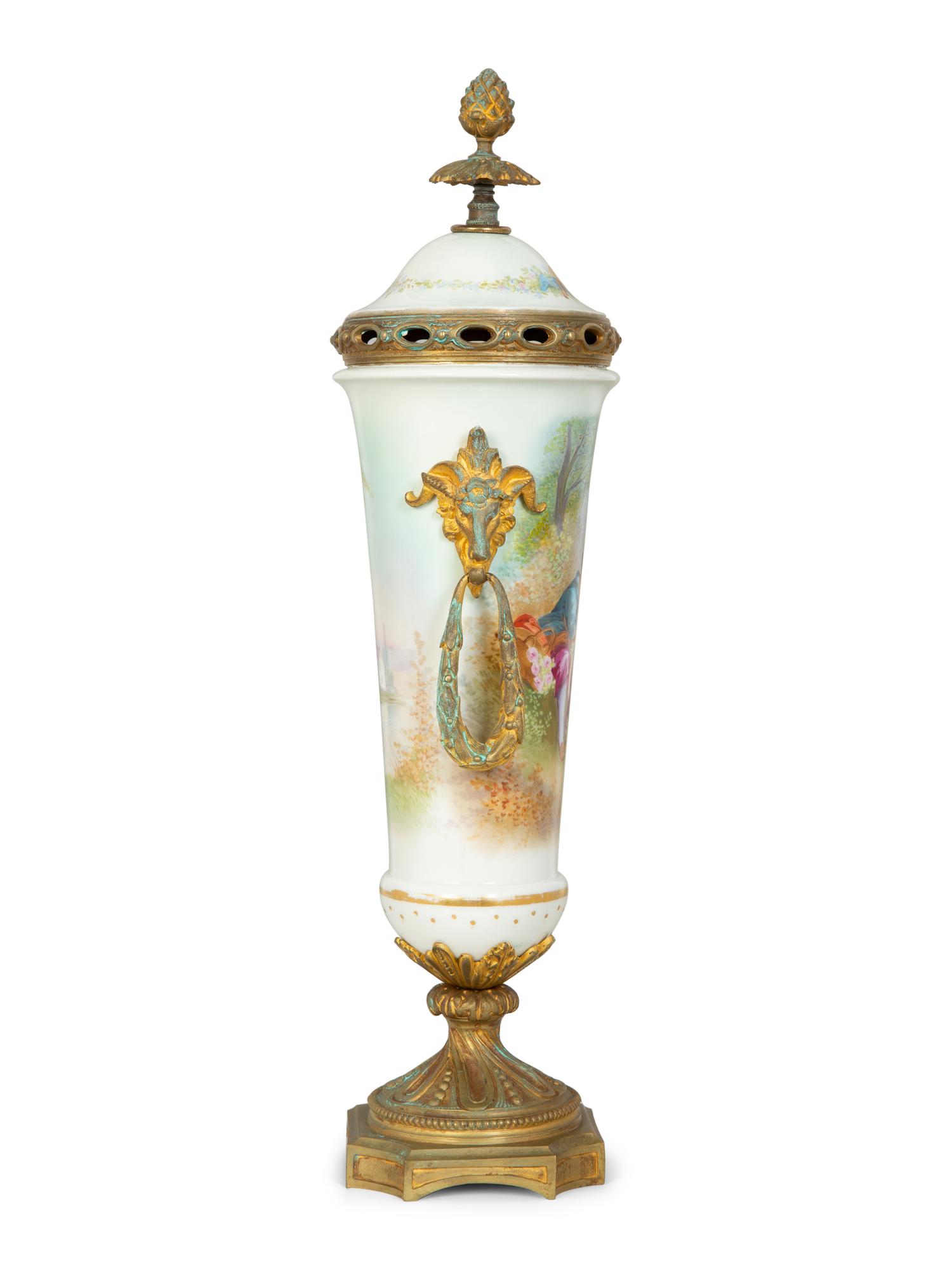 A Gilt Bronze Mounted Sèvres Style Porcelain Urn