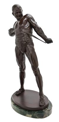 A German Bronze Figure, Heinrich Baucke (1875-1915), Height of bronze 19 1/2 inches.