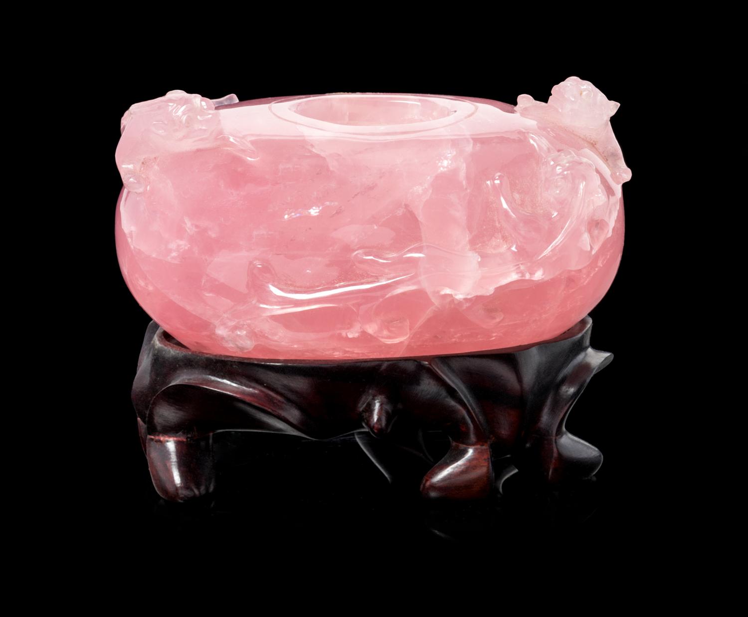 A Chinese Rose Quartz Coupe Length 4 1/4 inches. — LATE 19TH/EARLY 20TH CENTURY