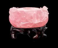 A Chinese Rose Quartz Coupe Length 4 1/4 inches. — LATE 19TH/EARLY 20TH CENTURY